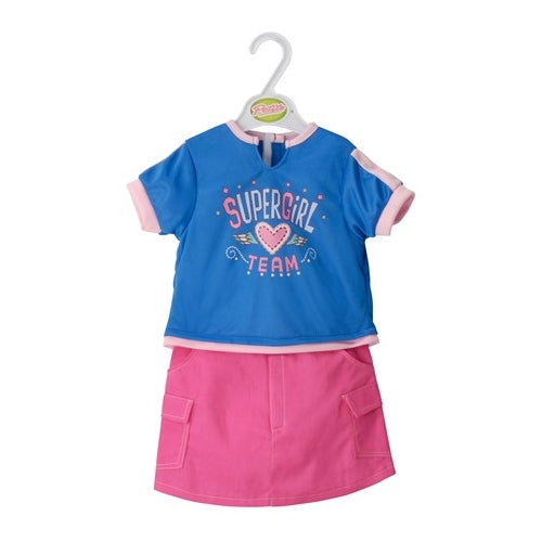 Petite Dolls clothes 18"-20" Supergirl skirt/top - Kiddymania Rag Dolls