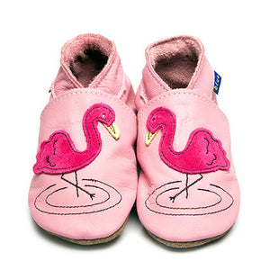 Inch Blue Flamingo Leather Baby Shoes - Kiddymania Rag Dolls