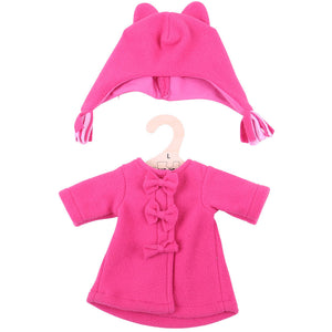 Fleece Pink Coat and Hat - for 38cm doll - Kiddymania Rag Dolls