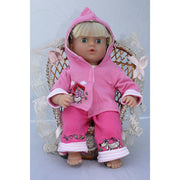 Dolly Designs 2 piece doggy trouser set with hood 16-18" - Kiddymania Rag Dolls