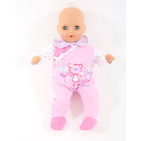 Dolly Designs Cutie Flower Bear Babygro 12-14" - Kiddymania Rag Dolls