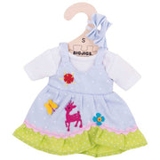 Blue Spotted Dress with Deer  - for 38cm doll - Kiddymania Rag Dolls